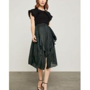 BCBG Maxazria Black Metallic A-line Skirt